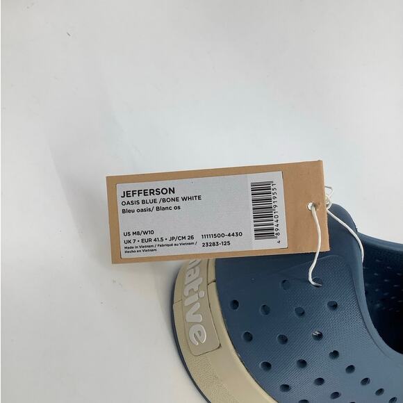 Native Shoes Mens 8 Oasis Blue Jefferson Slip On Sneaker Perforated P2-62 - Picture 9 of 10